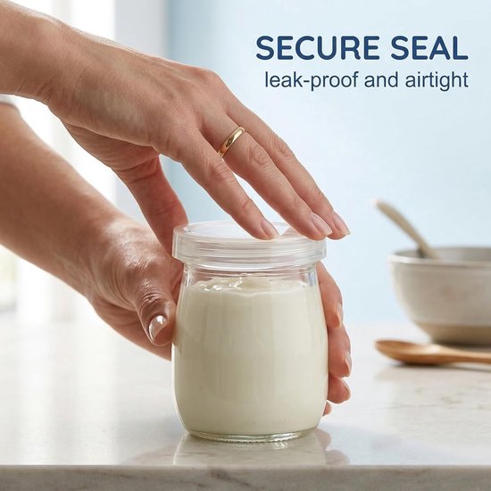 Set van 12 herbruikbare deksels voor yoghurtpotten van 75 mm, transparant en ideaal voor het bewaren van verse yoghurt en andere zuivelproducten — afbeelding 4