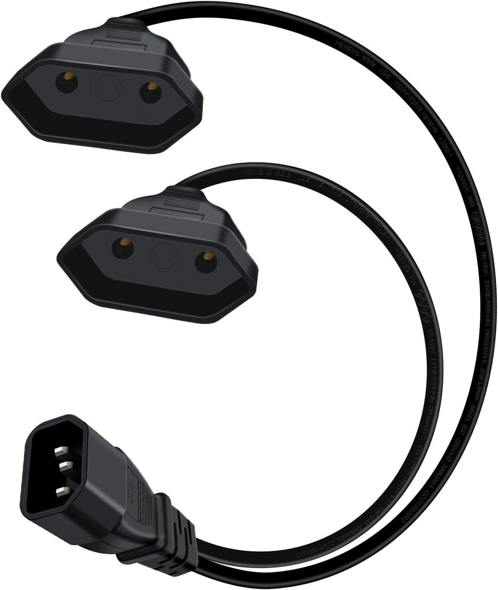 Stroomverdeler Kabel - Y-kabel - Apparaten Aansluiten - Twee Euro-aansluitingen - 0.3 meter - Zwart