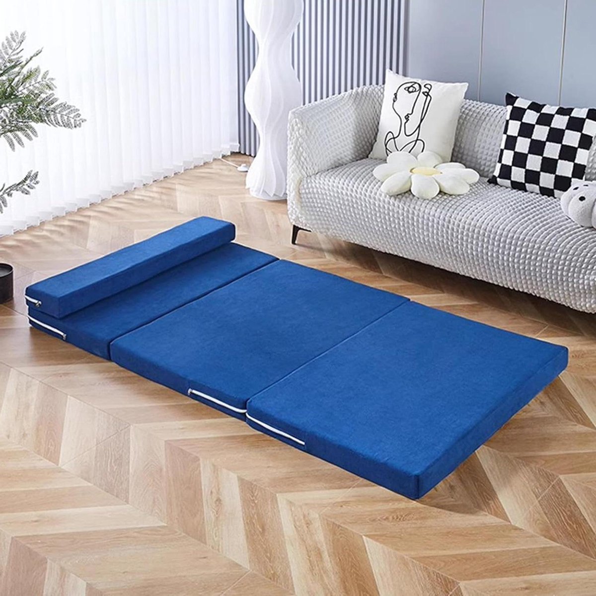 Opvouwbaar logeerbed - Slaapmatras Gasten - Compact Slapen - Antisliphoes Wasbaar - 5 cm dik - Grijs