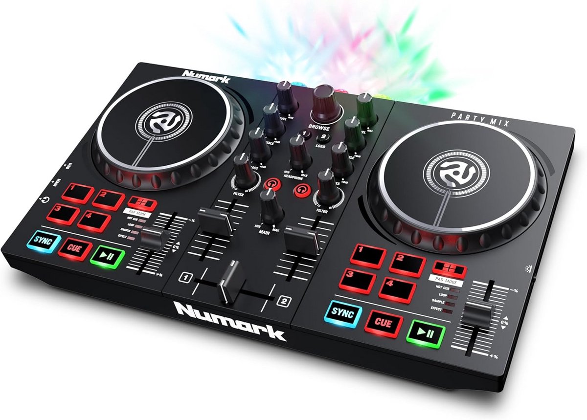 DJ Controller - Muziek Mixer - Feesten Organiseren - Ingebouwde Verlichting - 32 cm Breed - Zwart