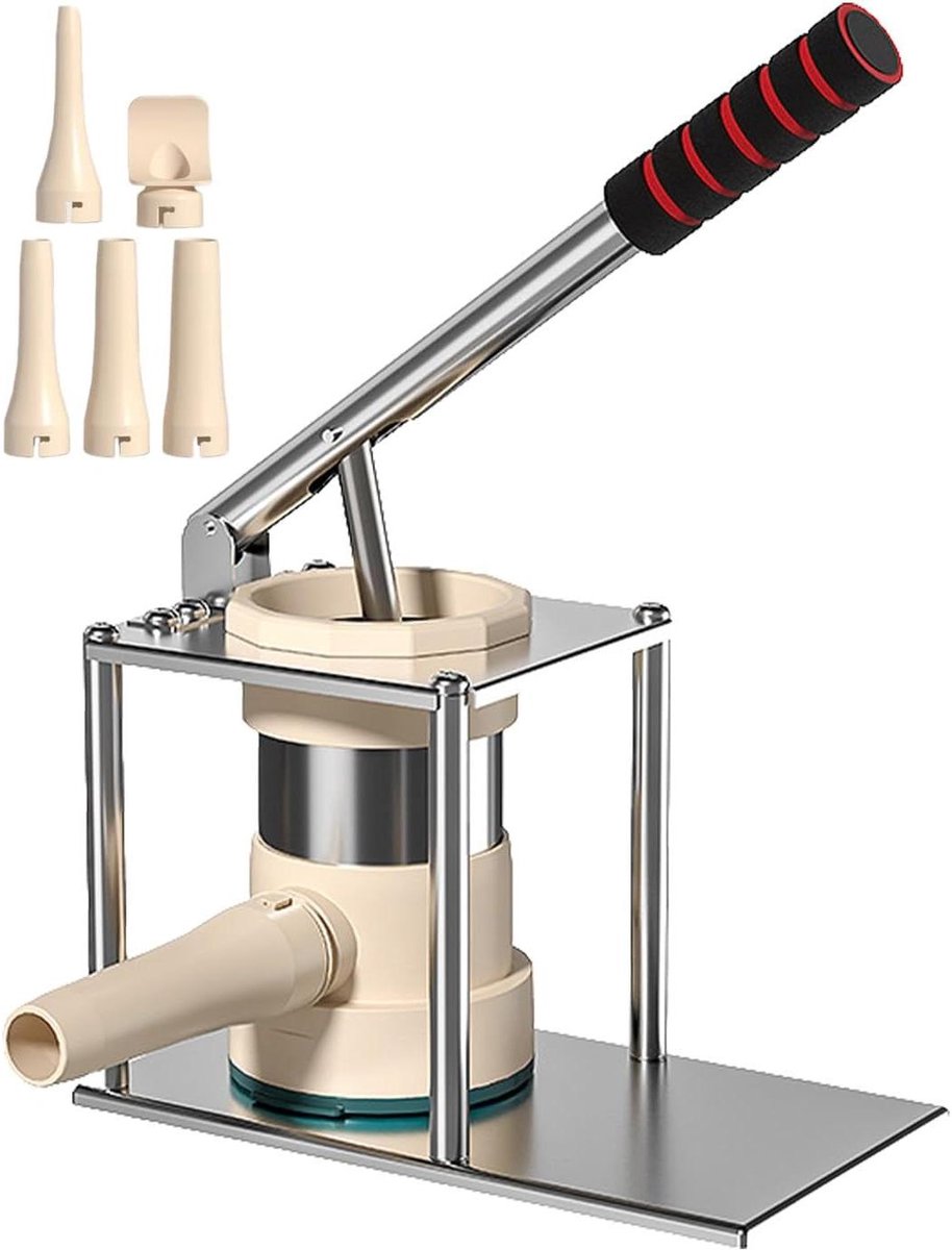 Worst Vulmachine - Vlees Vuller - Zelf Worst Maken - Verbeterde Stabiliteit - 2.61 ponden - Zilver