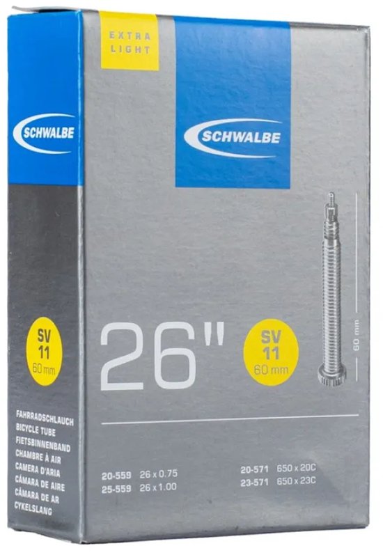 Schwalbe SV11 X-Light - Binnenband Fiets - Frans Ventiel - 26 x 1 (650 x 18 - 23C) van Schwalbe — afbeelding 2