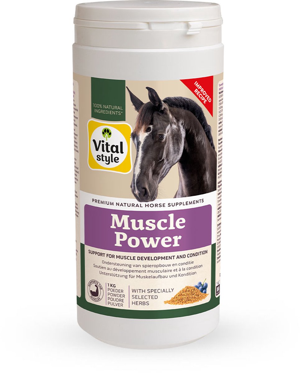 Vitalstyle MusclePower - Paarden Supplement - Voor Extra Kracht En Uithoudingsvermogen - Met o.a. extra Eiwit en Antioxidanten - 1 kg