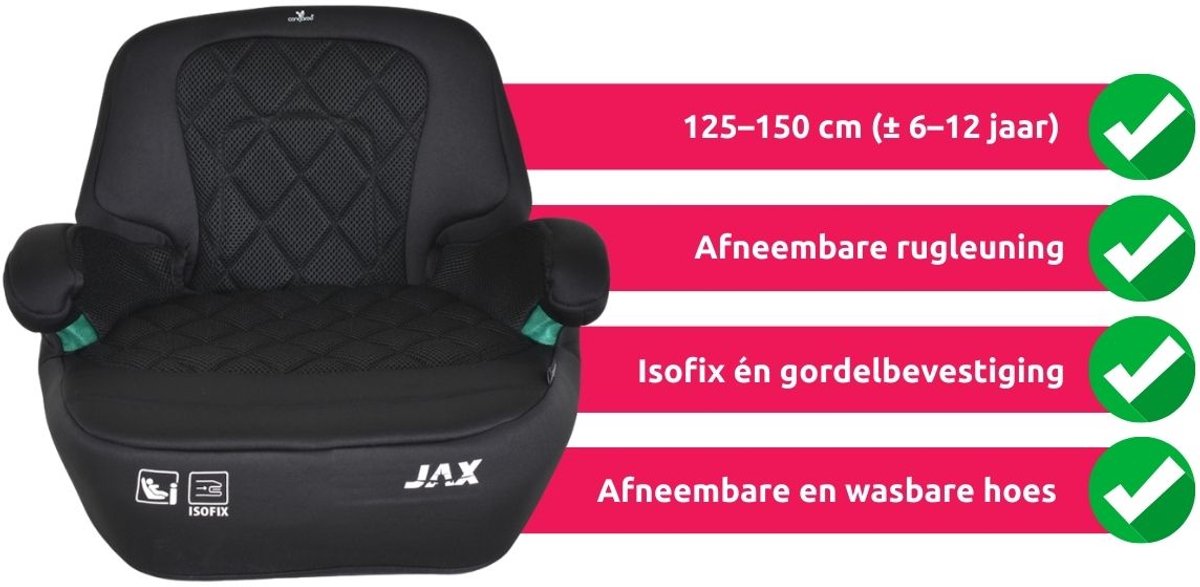 Cangaroo Autozitje Stoelverhoger - Auto Zitverhoger - Jax Black Isofix 125-150 cm i-Size Booster – foto 2
