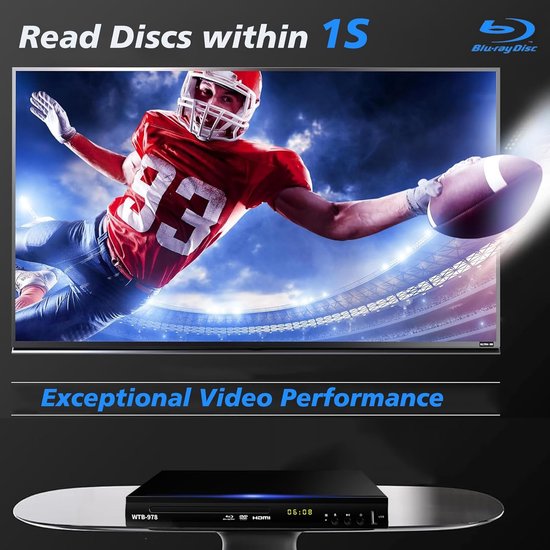 Blu-ray dvd speler - Multimedia afspeler - Films en muziek - Full HD 1080p - Regio B/2 - Zwart — afbeelding 3