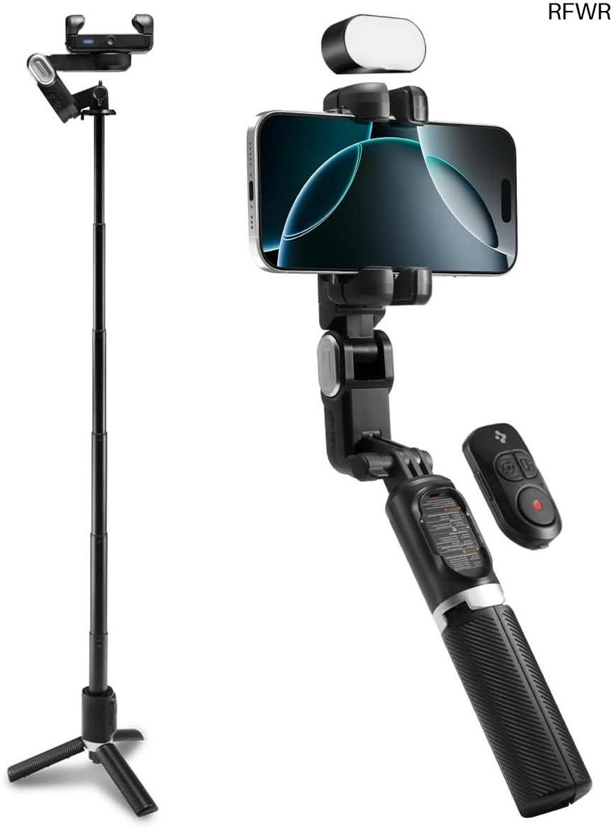 Smartphone Stabilisator - Selfie Stick - Vloeiende Video's Maken - Gezichtsherkenning - 45 x 10 x 18 cm - Zwart
