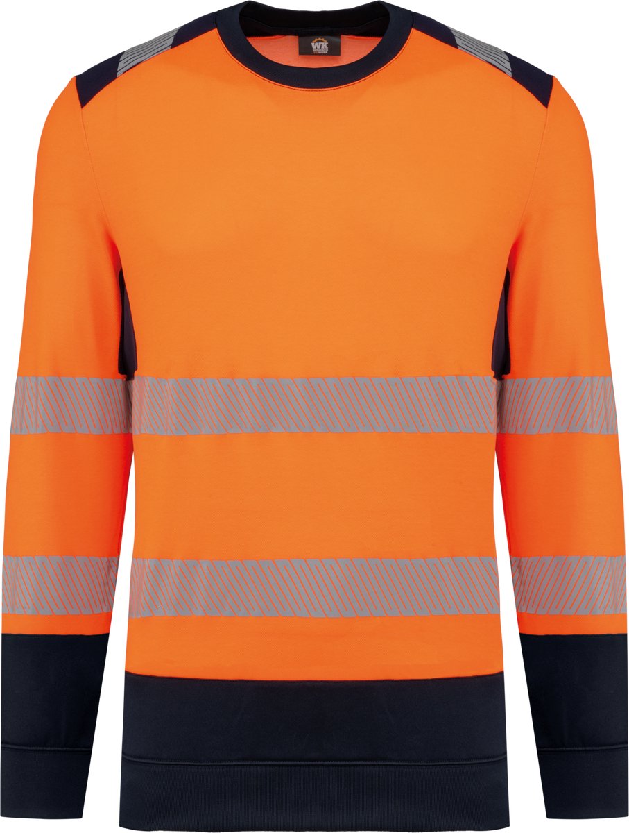WK. Designed To Work Gerecycled veiligheidssweater ronde hals WK420 - Hi Viz Orange / Navy - 5XL