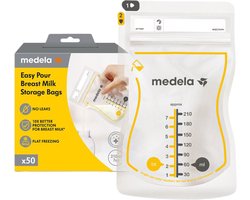 Medela Moedermelk Bewaarzakjes – 50 stuks – Lekvrij – Dubbele Sluiting en Schenktuit – BPA‑vrij