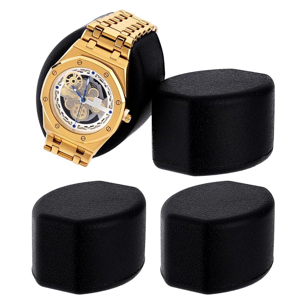 Dailygoods- Horlogekussen 4 Stuks - Zwart - Display Houder - Opslag Kussen - Polyurethaan - 5,3 cm Breed, 6,4 cm Lang, 3,9 cm Hoog - Horlogehouder