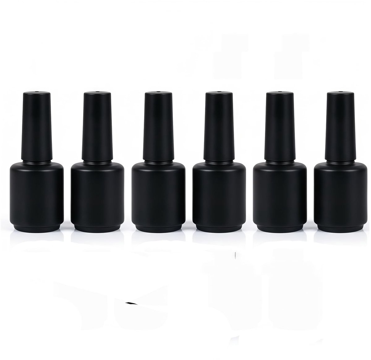 Dailygoods- Nagellakfles 15 ml - Lege Glazen Flessen met Borstel - Ronde Navulbare Containers - 6 Stuks - Mat/Glanzend Zwart - Goede Afdichting - Nagellakflessen