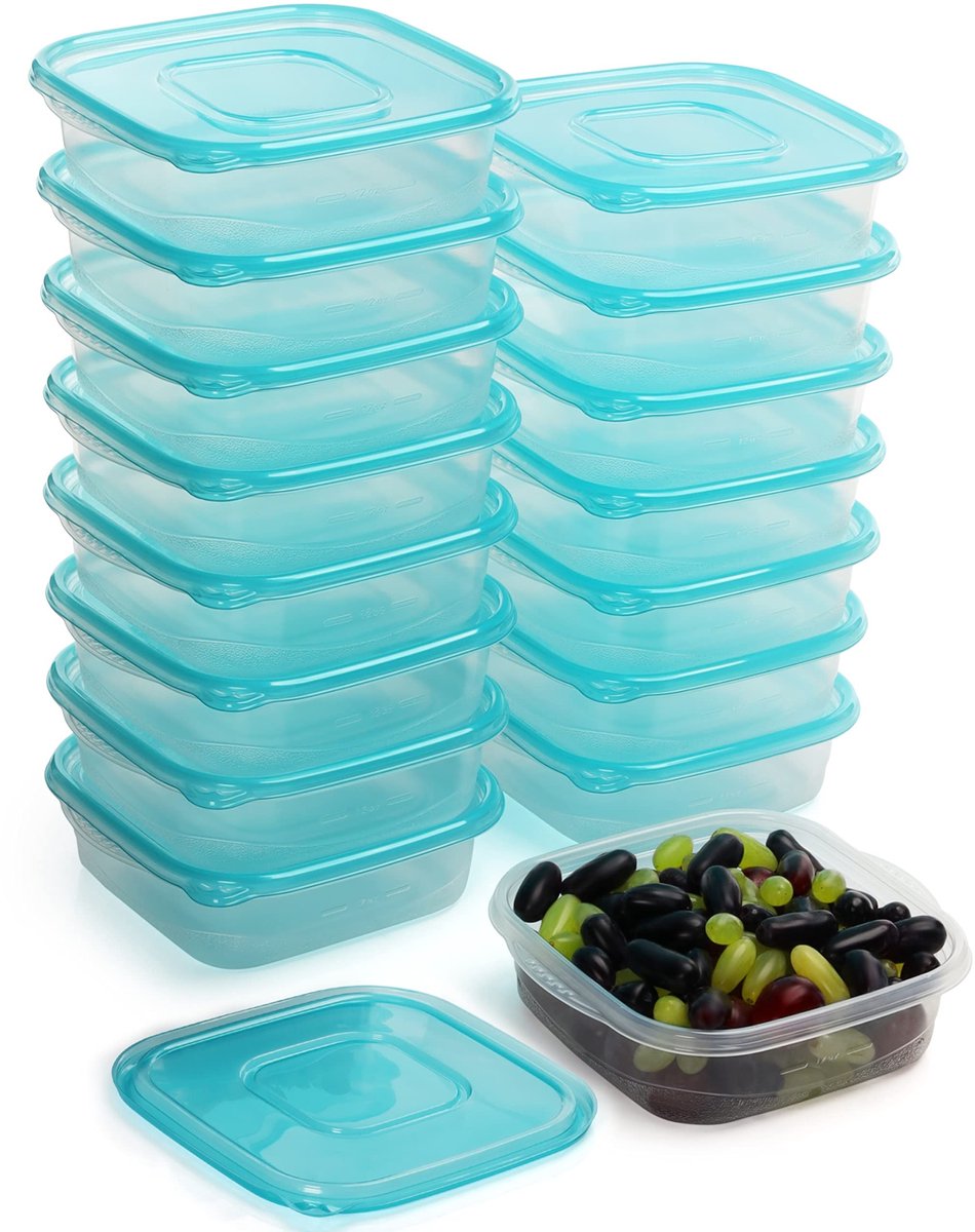 Dailygoods- Voedselcontainers 16 Stuks - BPA-Vrij - Luchtdichte Bakjes - Magnetron/Vriezer/Vaatwasserbestendig - 710 ml - Temperatuurbestendig van -20 °C tot 120 °C - Maaltijdcontainers