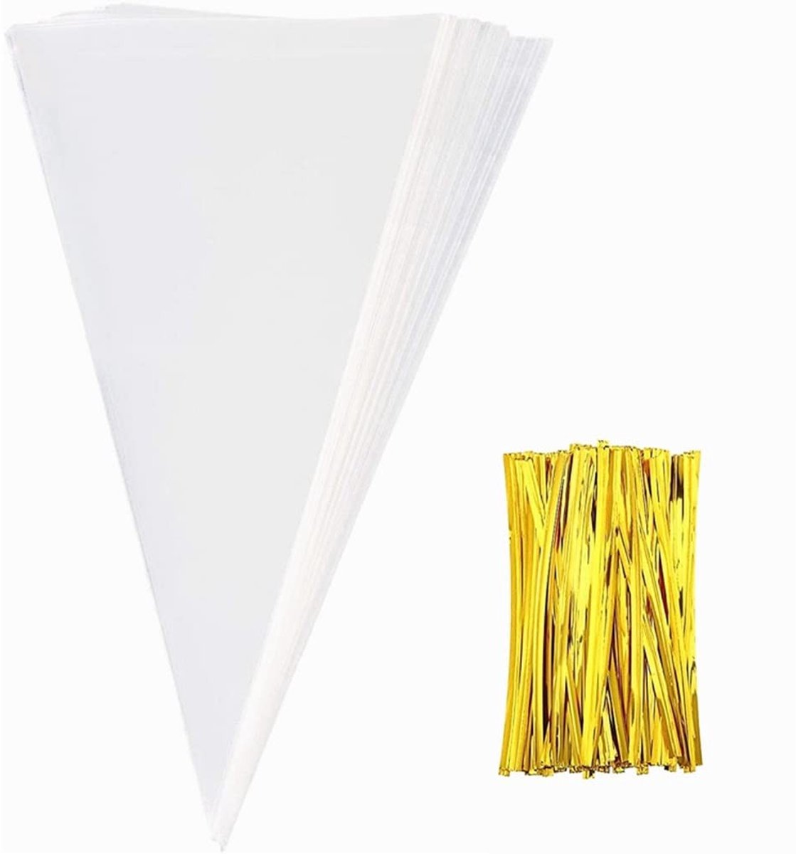 Dailygoods- Candy Bags 100 Stuks - Transparante Zakjes 25 x 13 cm - Cadeauzakjes - Voedselveilig - Ideaal voor Feesten - Inclusief 100 Ribbons - Gift Bags