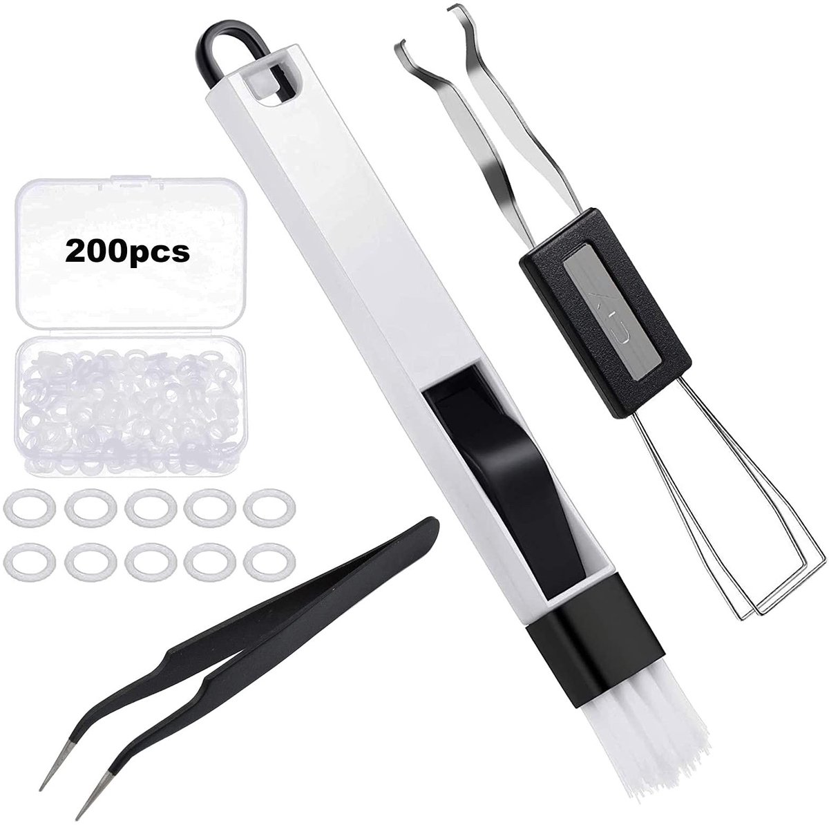 Dailygoods- Toetsenbordtrekker 203 Stuks - Reinigingsset - Sleuteldopverwijderaar - Pincet - Opbergdoos - Inclusief Rubberen Dempers - Keycap Remover