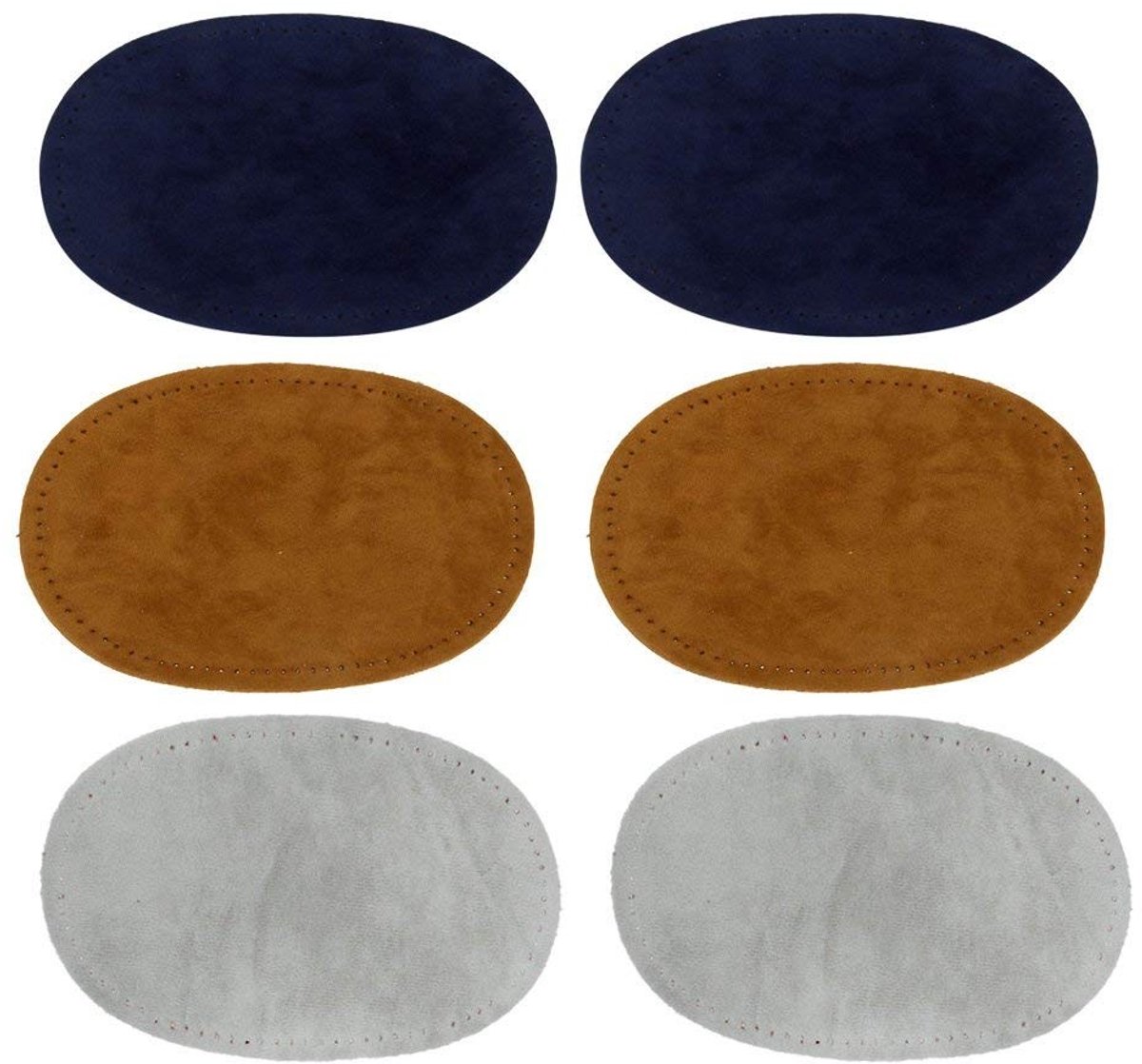 Dailygoods- Elleboogpatches 6-delig - Ovale Naaibare Stof - Suède Stof - 14 x 9 cm - Voor Reparatie/Decoratie - Voorgeponste Gaten - Stofpatches