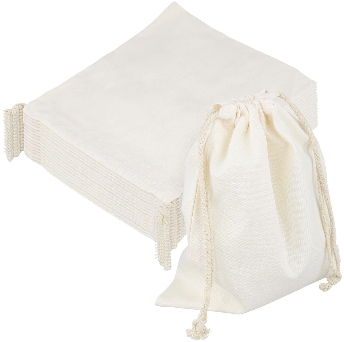 Dailygoods- Katoenen Zakken 15 Stuks - 25 x 30 cm - Opbergbakjes - Geschenken - Gymtas - Trekkoord - Duurzaam Katoen - Opbergzakjes