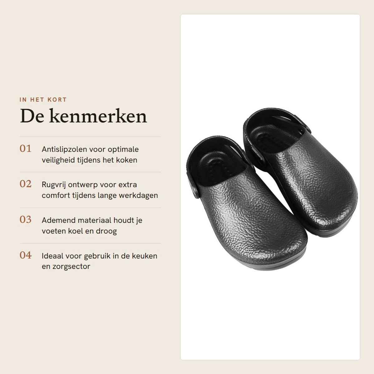 Dailygoods- Kookschoenen Antislip - Rugvrij Ontwerp - Ademend - Zomergebruik - Veiligheidsschoenen - Comfortabel en Trendy - Werkschoenen
