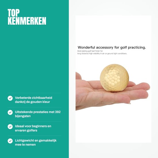 Dailygoods- Golfbal Verguld - 4 Stuks - Duurzaam - Golfaccessoires - Hoge Prestaties - Lichtgewicht - 392 Bijengaten - Golfballen van Dailygoods — afbeelding 2