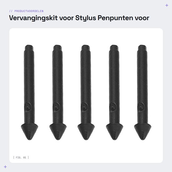 Dailygoods- Vervangingskit voor Pro Tablet Stylus Pen - 5 Stuks - Nauwkeurige Schrijfervaring - Gevoelige Drukovergang - Antislip Punt - Geschikt voor Pro 7/6/5/4/Book/Studio/Go - Styluspenpunten — afbeelding 5
