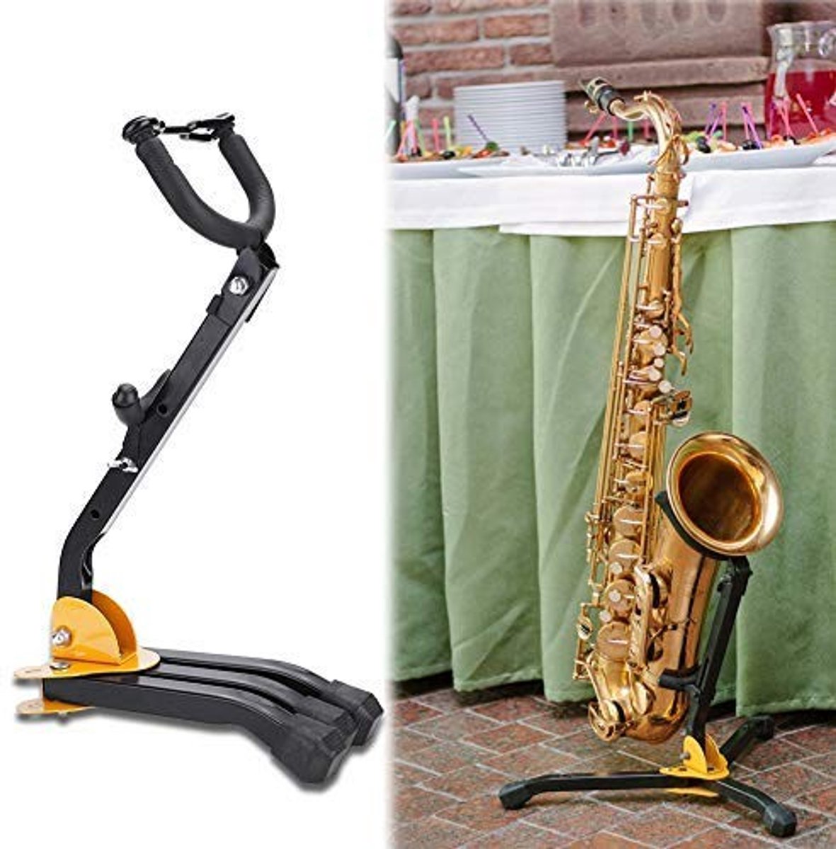 Dailygoods- Altsaxofoonstandaard - Metalen Opvouwbaar - Verstelbaar - Lichtgewicht - Antislip - Roestbestendig - Saxofoonhouder