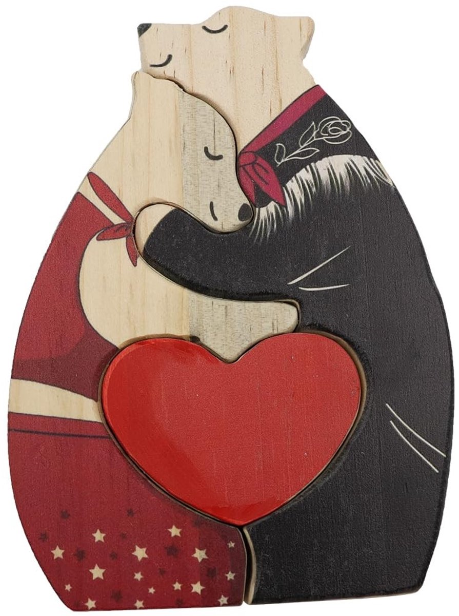Dailygoods- Houten Beer Gepersonaliseerd - Houten Beeld - Houten Puzzel - Decoratief - Geschenk - Handgemaakt van hoogwaardig hout - Berenpuzzel