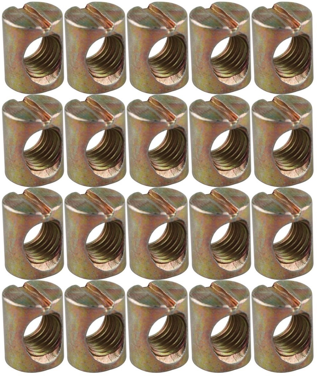 Dailygoods- Vatmoeren 20 stuks - M6 Cilindermoer - Duurzaam Koolstofstaal - Antiroest - Stevig - Totale Lengte 12 mm - Meubelmoeren