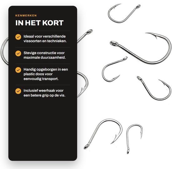 Dailygoods- Vishaken 100 Stuks - Koolstofstalen Vishaken - Met Ogen - Met Weerhaak - Cirkelvishaken - Plastic Doos - Haak van Dailygoods — afbeelding 3