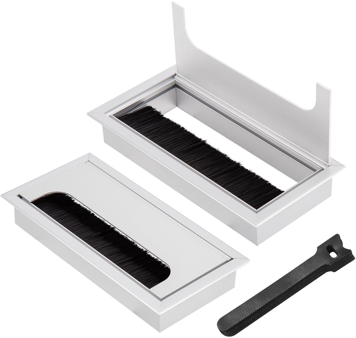 Dailygoods- Bureautafeldoorvoertule Aluminiumlegering - Kabeldoorvoer 160 x 80 mm - Kabelruimen - Gaten - Organizer - 2 Stuks