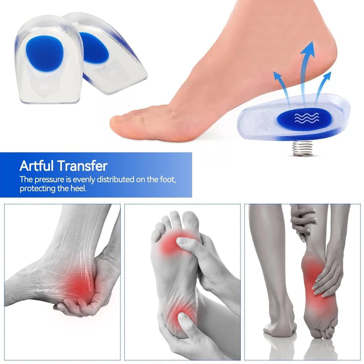 Dailygoods- Hielkussens Siliconen - Hielbescherming - Hielkussentjes - Inlegzolen - Massage - Geschikt voor diverse schoentypes