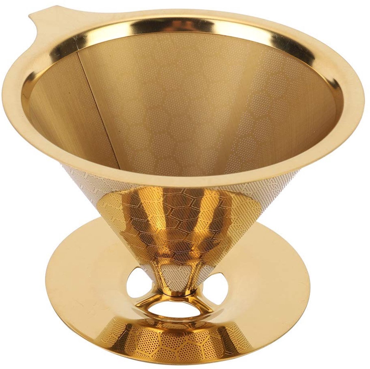 Herbruikbaar Giet-over Koffiefilter - Goud RVS Honeycombed Koffie Dripper Nieuw
