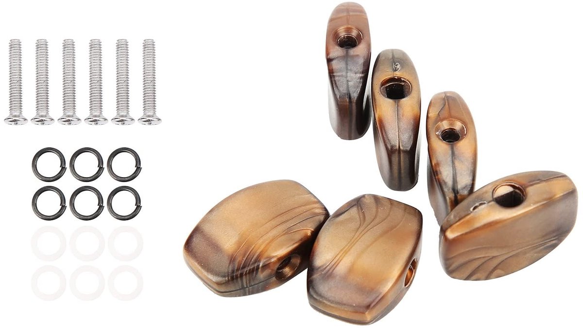 Dailygoods- Stemsleutel 6 Stuks - Vervangingsset - Kunststof - Bruin - Geschikt voor Gitaren - Duurzaam en Lichtgewicht - Gitaarstemknoppen