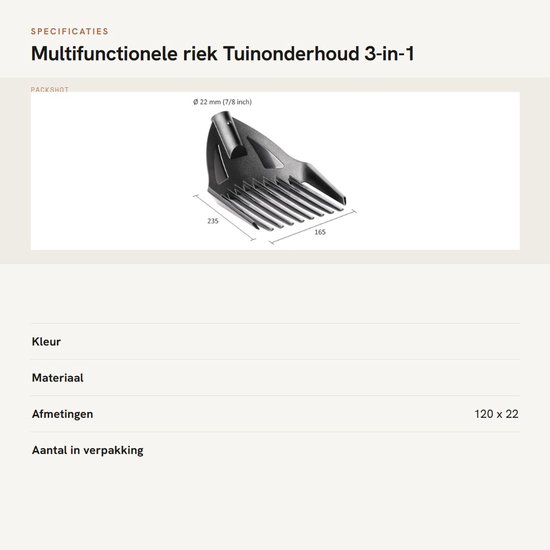 OmGoods - Multifunctionele riek - Tuinonderhoud - 3-in-1 gereedschap - 120 cm - Tuinschep - Ideaal voor tuin en vijver - Hark en zeef van Omgoods — afbeelding 3