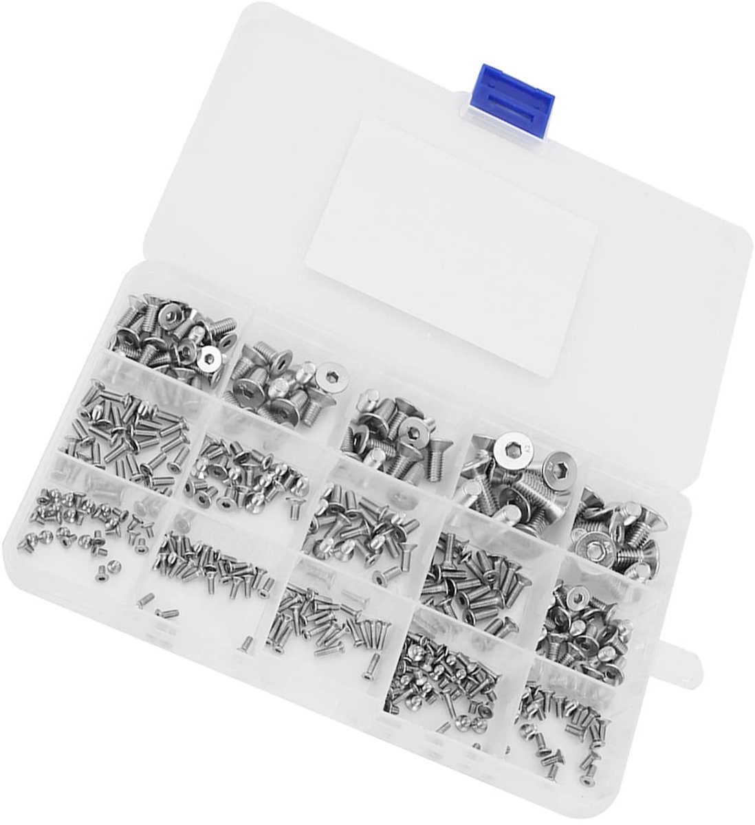 Dailygoods- Schroefset 320 Stuks - Roestvrij Staal M2-M6 - Platte Kop - Volledige Draad - Antislip - Gemakkelijk Op te Bergen - Boutset