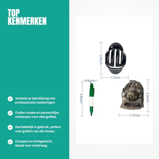 Dailygoods- Golfballijnmarker Set - 3 Halfronde Sjablonen - 4 Kleur Markeringen - Golfaccessoires - Nauwkeurige Uitlijning - Unieke Markeringen - Golfmarker van Dailygoods — afbeelding 3