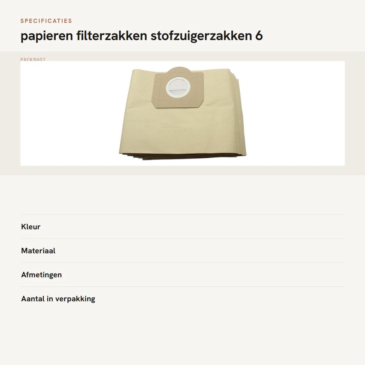 Dailygoods- Filterzakken 6-pack - Compatibel met Karcher WD3/WD3P - Papieren zakken - Nat/Droog stofzuiger - Eenvoudige vervanging - Onderdeel A 2204/A 2234 PT - Stofzak