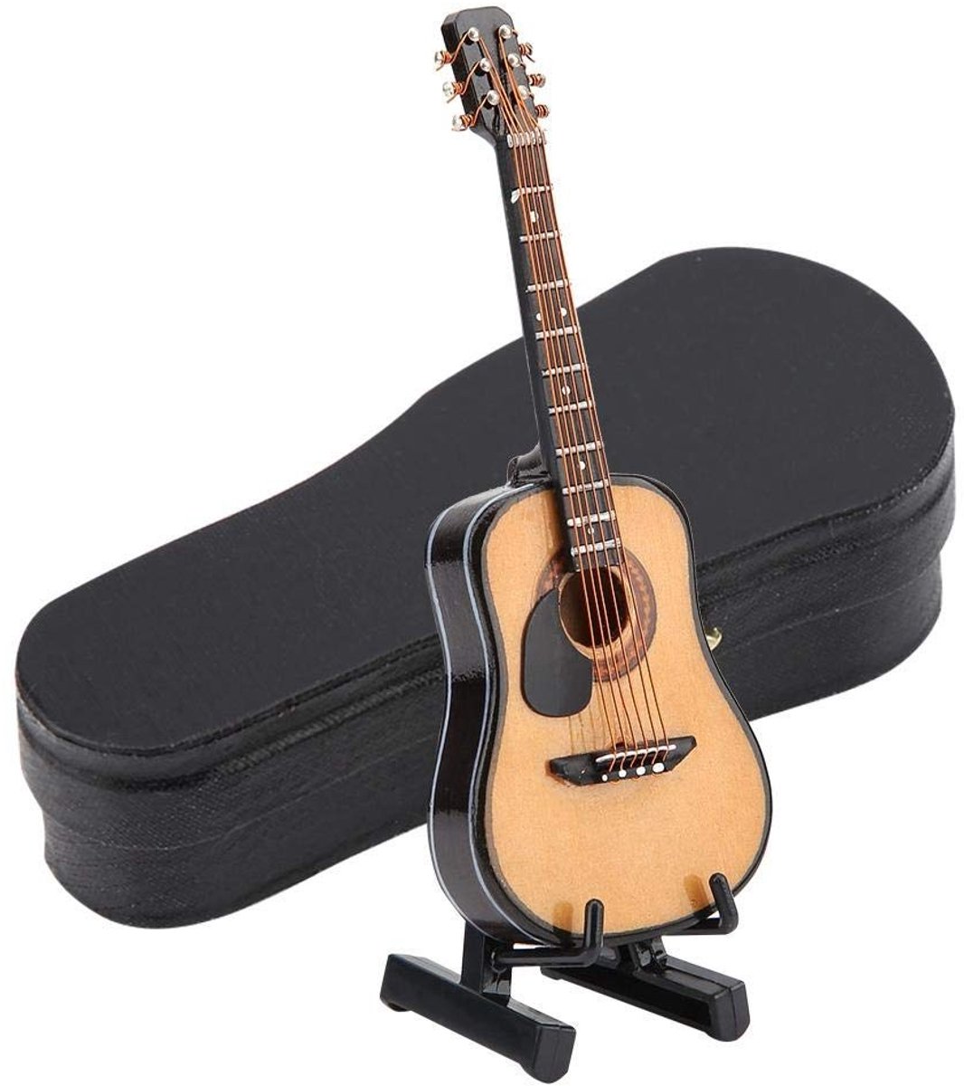 Dailygoods- Gitaardecoratie - Miniatuur Houten Gitaarmodel - Muziekinstrument - Desk/huishoudelijke Decoratie - 10 cm/16 cm - Hoogwaardig Hout - Miniatuurgitaar