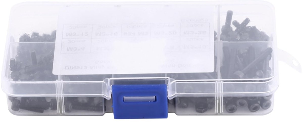 Dailygoods- Cilinderkopschroefset 280 Stuks - M3 Inbusbouten - 9 Schroefmaten - Roestvrij Staal - Corrosiebestendig - Opbergdoos - Schroeven