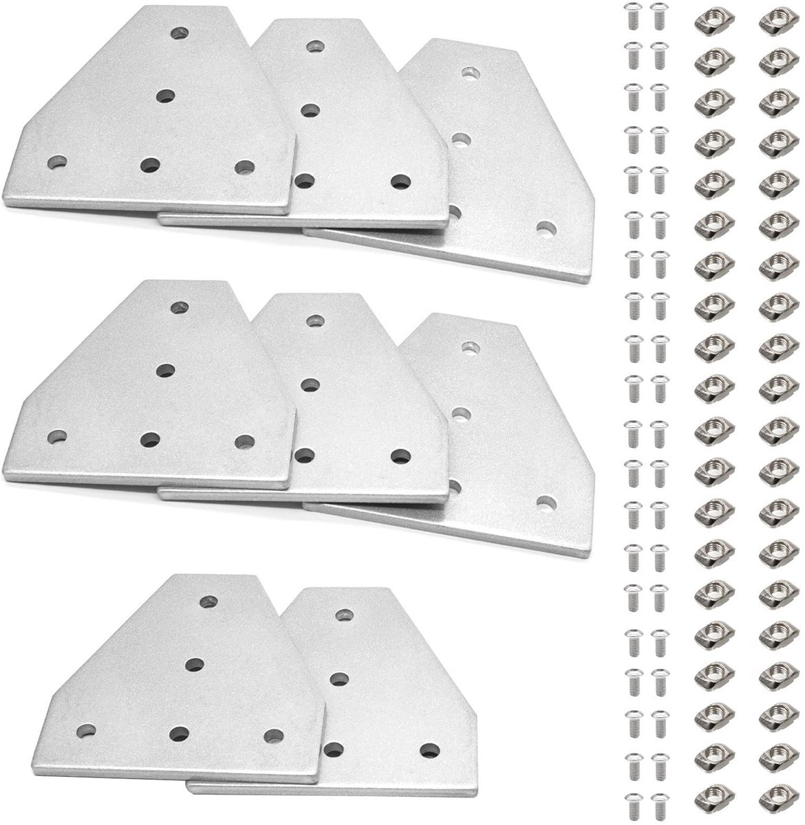 Dailygoods- Profilverbinder T-vormig 20x20 - 10 Stuks Aluminium - 40 Stuks M5-Moeren - 40 Stuks M5-Schroeven - Geschikt voor 3D-Printers - Duurzaam in Gebruik - Profielconnector