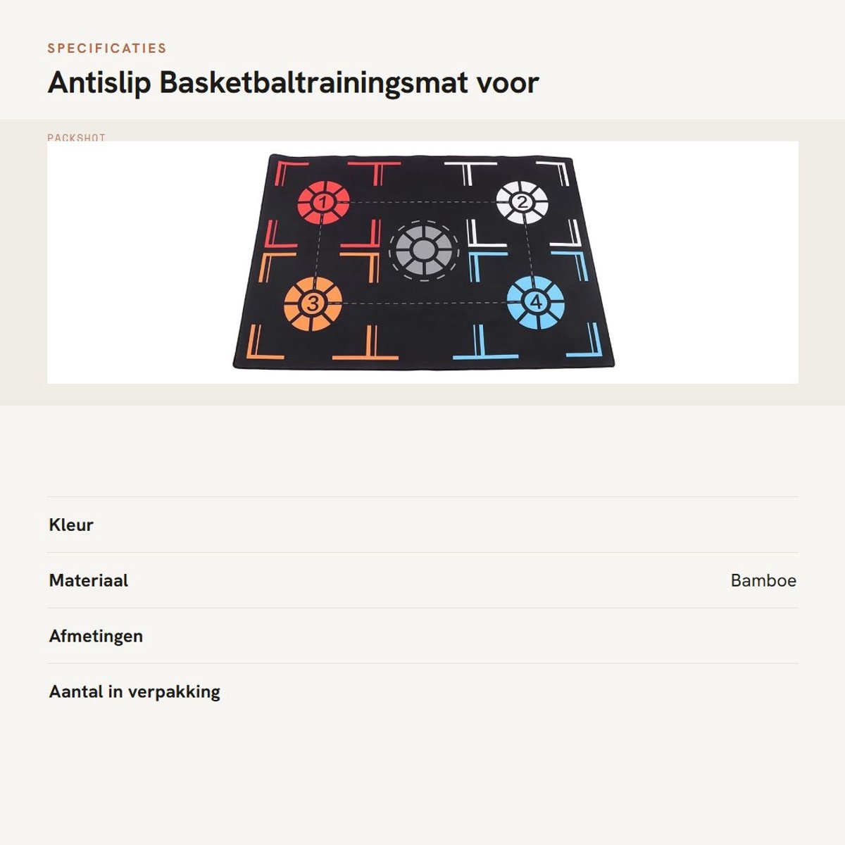 Dailygoods- Basketbaltrainingsmat Antislip - Dribbeloefening - Puntherinnering - Ruimtebesparend - Hoogwaardig Rubber - 67 cm x 92 cm - Dribbelmat