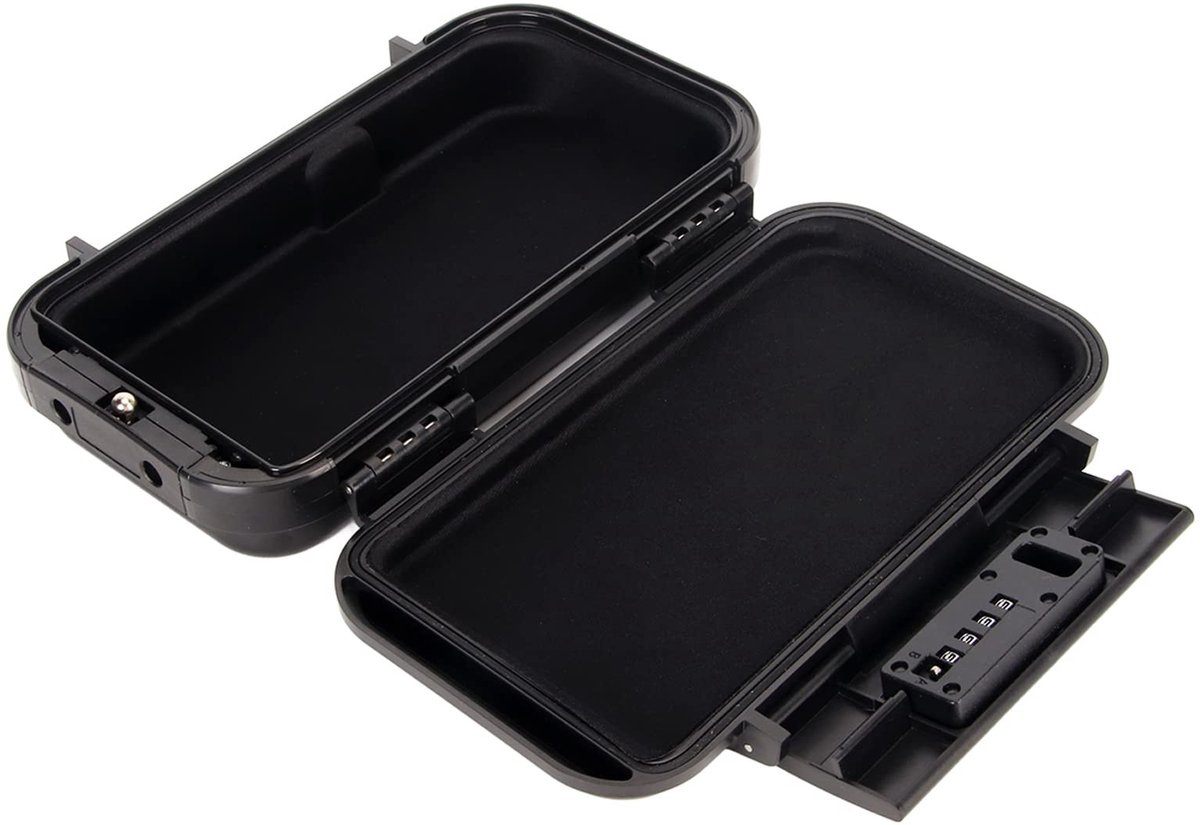Dailygoods- Brandwerende Kluis Draagbaar - Waterdichte Kluis - 4-Cijferig Wachtwoordslot - Mini Kluis voor Reizen - Zwart - Lichtgewicht 703g