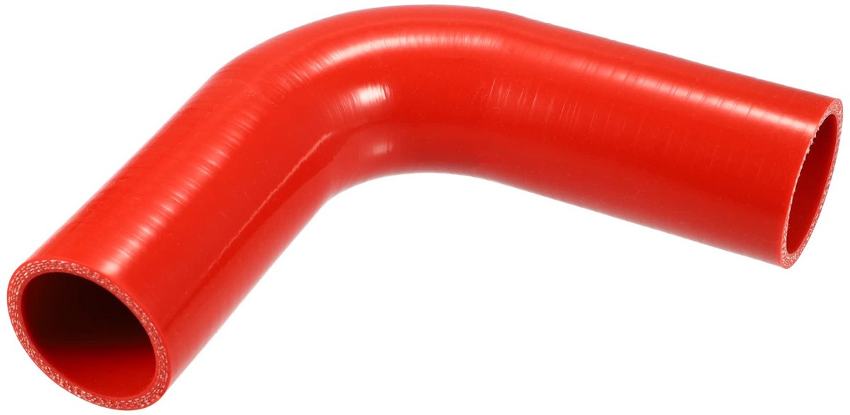Dailygoods- Siliconen Slang 90 Graden Bocht - Universeel - Binnendiameter 48mm - Dikte 5mm - Lengte 150mm - Rood - Koelslang