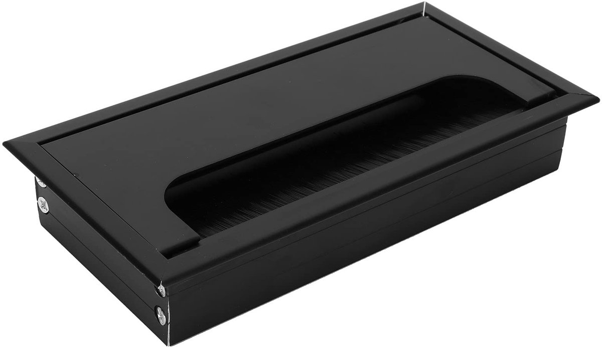 Dailygoods- Kabeldoorvoer - Aluminium Kabeldoorvoer 160x80mm - Zwart - Kabelmanagement - Bureau Accessoire - Desk Organizer - Kabeldoorvoerpunt