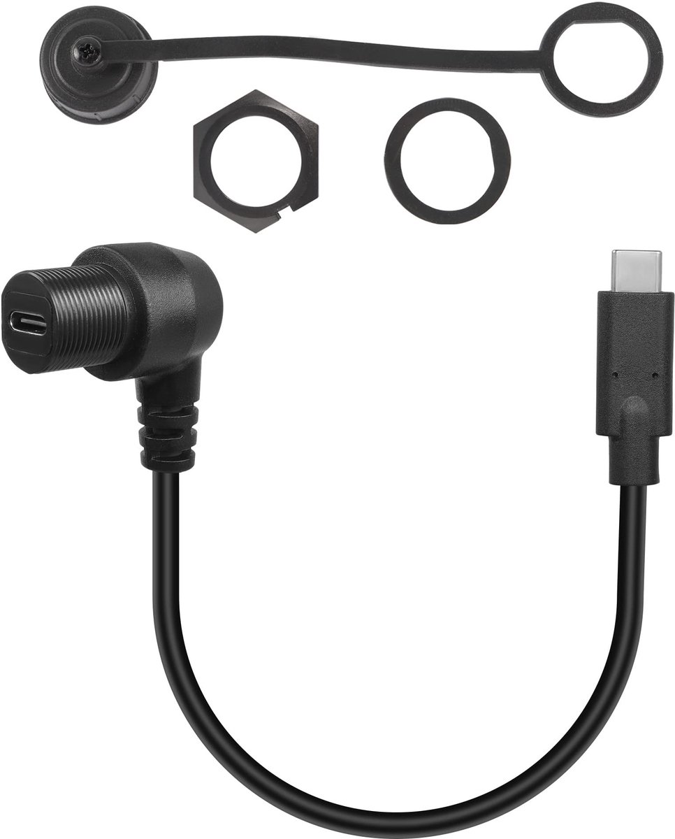 Dailygoods- USB C Kabel Waterdicht - USB C 2.0 Panel Mount - 30 cm - Verlengkabel - M15 Schroefdraad - Eenvoudige Installatie - Paneelmontage Kabel