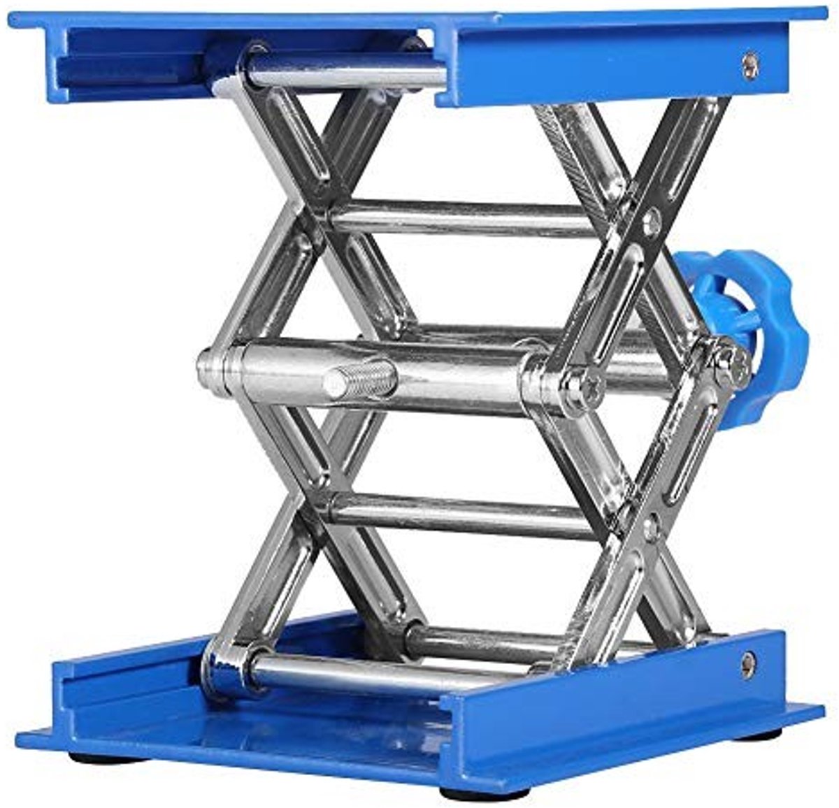 Dailygoods- Hefplatform Aluminium - Verstelbaar - Schaarlift - Hoogte 45-158 mm - Platformgrootte 100 x 100 mm - Maximale belasting 5 kg - Laboratoriumlift
