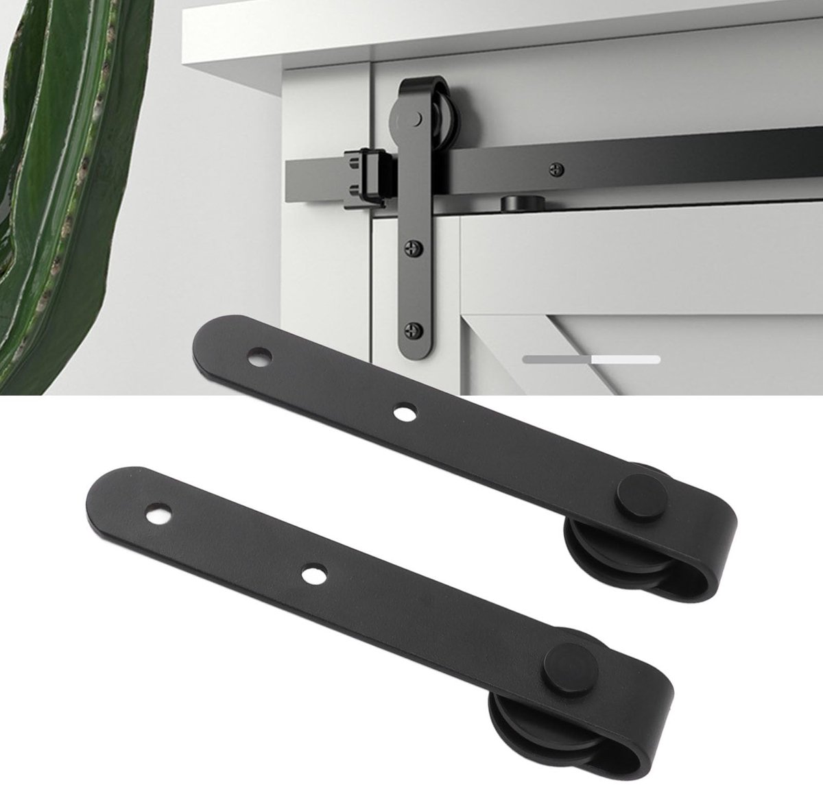 Dailygoods- Railpoelie Set Stevig Koolstofstaal - Hangende Deurrollers - Schuifdeur Hardware - Eenvoudige Installatie - Geschikt voor Kastdeuren - Flexibele Toepassing - Schuifdeurhardware
