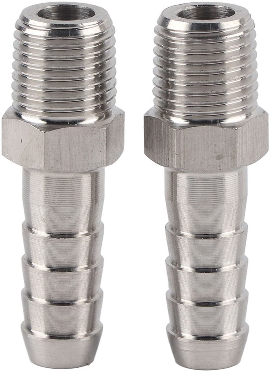 Dailygoods- Slangsnelkoppeling 1/4 inch - Roestvrij Staal - Luchtslangaansluiting - Barb-type Snelstekker - Hoge Druk - Lange Levensduur - Snelkoppeling