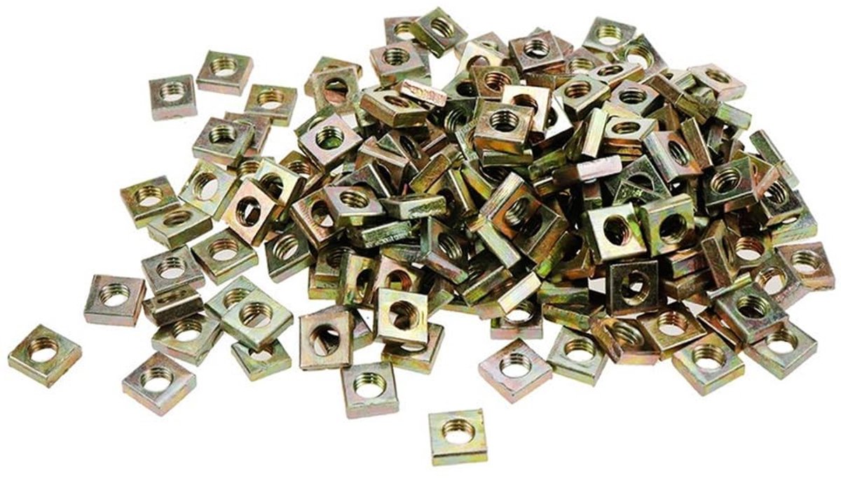 Dailygoods- Vierkante Moeren 100 Stuks - M3/M4/M5/M6 - Koolstofstaal - Verzinkt - Duurzaam - Voor installatie en vervangingen