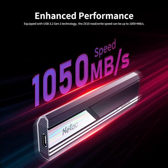 Draagbare SSD - Snelle Externe Opslag - Bestanden Overzetten - Tot 1050MB/s Snelheid - 2TB Capaciteit - Zwart — afbeelding 4
