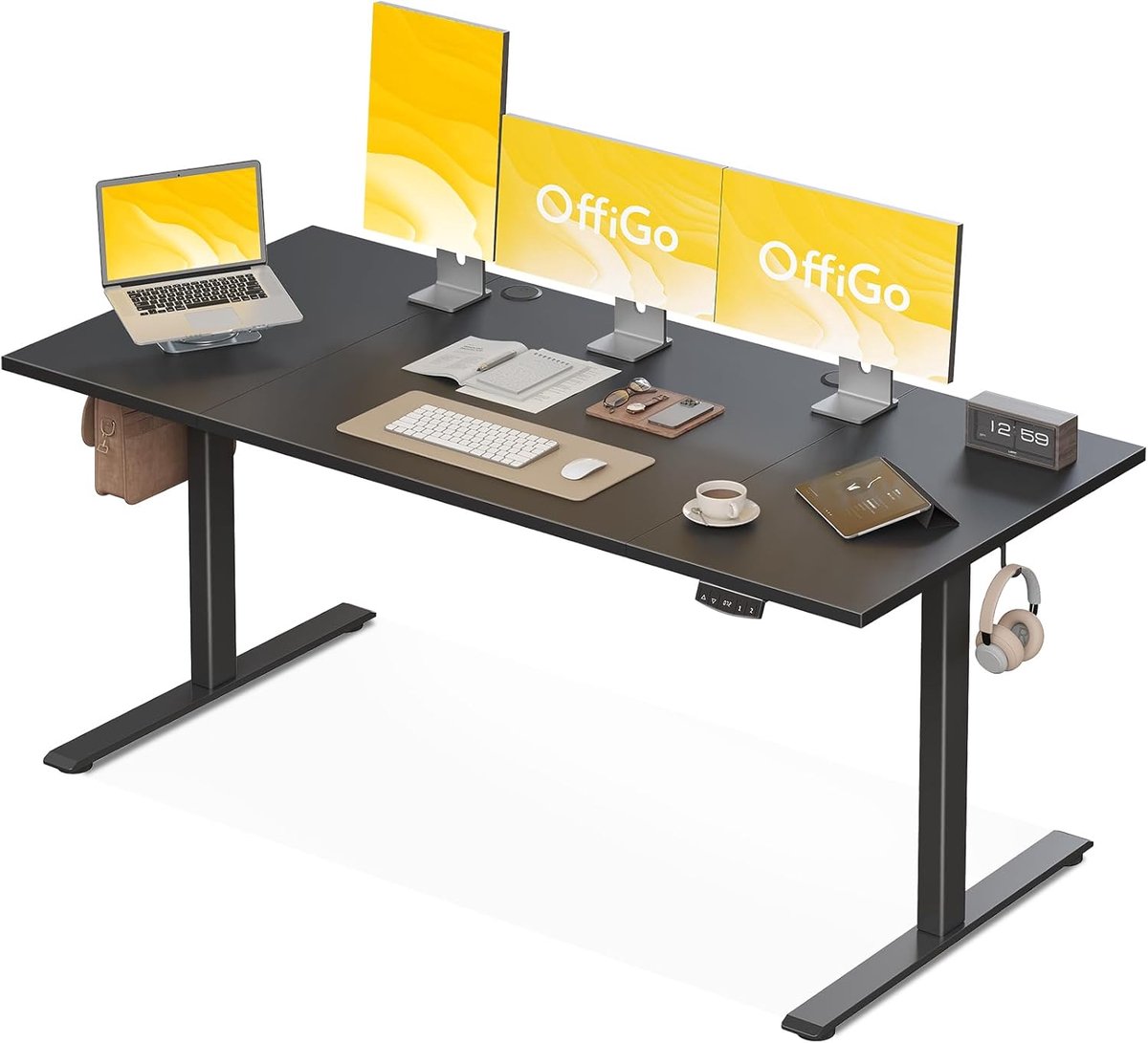 Verstelbaar Bureau - Werkplek Bureau - Ergonomisch Werken - Elektrisch Verstelbaar - 180 cm Breed - Zwart