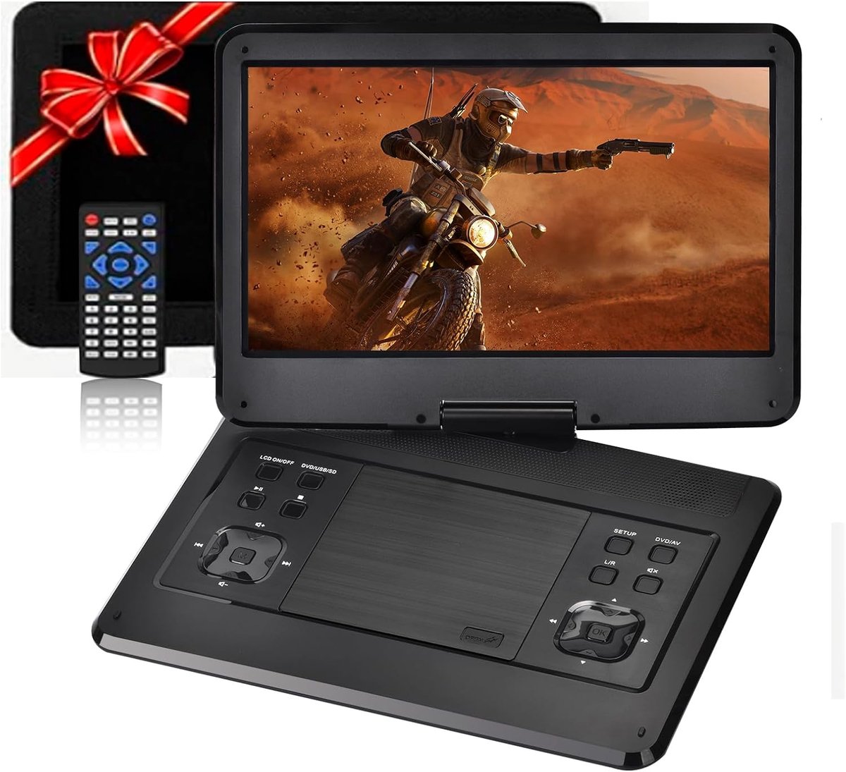 Draagbare DVD-speler - Films kijken - Reizen entertainment - Draaibaar HD-scherm - 169 inch - Zwart