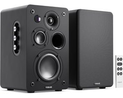 MAJORITY D100X luidsprekerboxen, Bluetooth 5.3, 100W, drievoudige koolstofvezeldriver, pc-luidspreker, actieve luidspreker, HDMI ARC, plankluidspreker met RCA, optisch, phono en AUX (zwart)